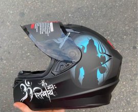 KPI Shiva Print Matte Blue Helmet Available in Affordable Price