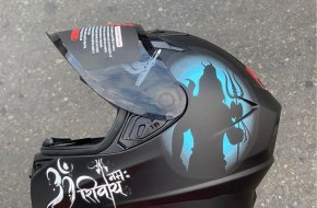 KPI Shiva Print Matte Blue Helmet Available in Affordable Price